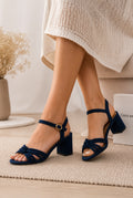Sandales à talon bleu marine – élégance & confort