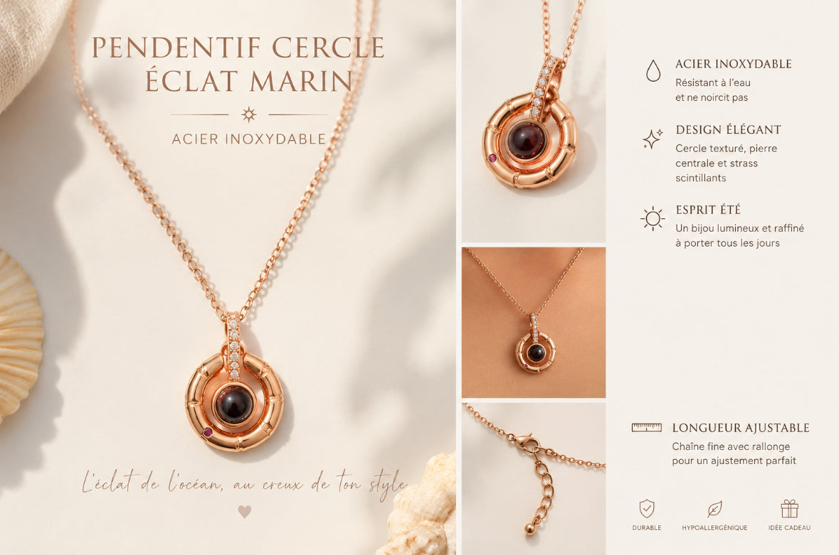 Pendentif cercle éclat rosé ✨