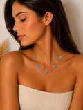 Collier Trèfle Bleu – Acier inoxydable