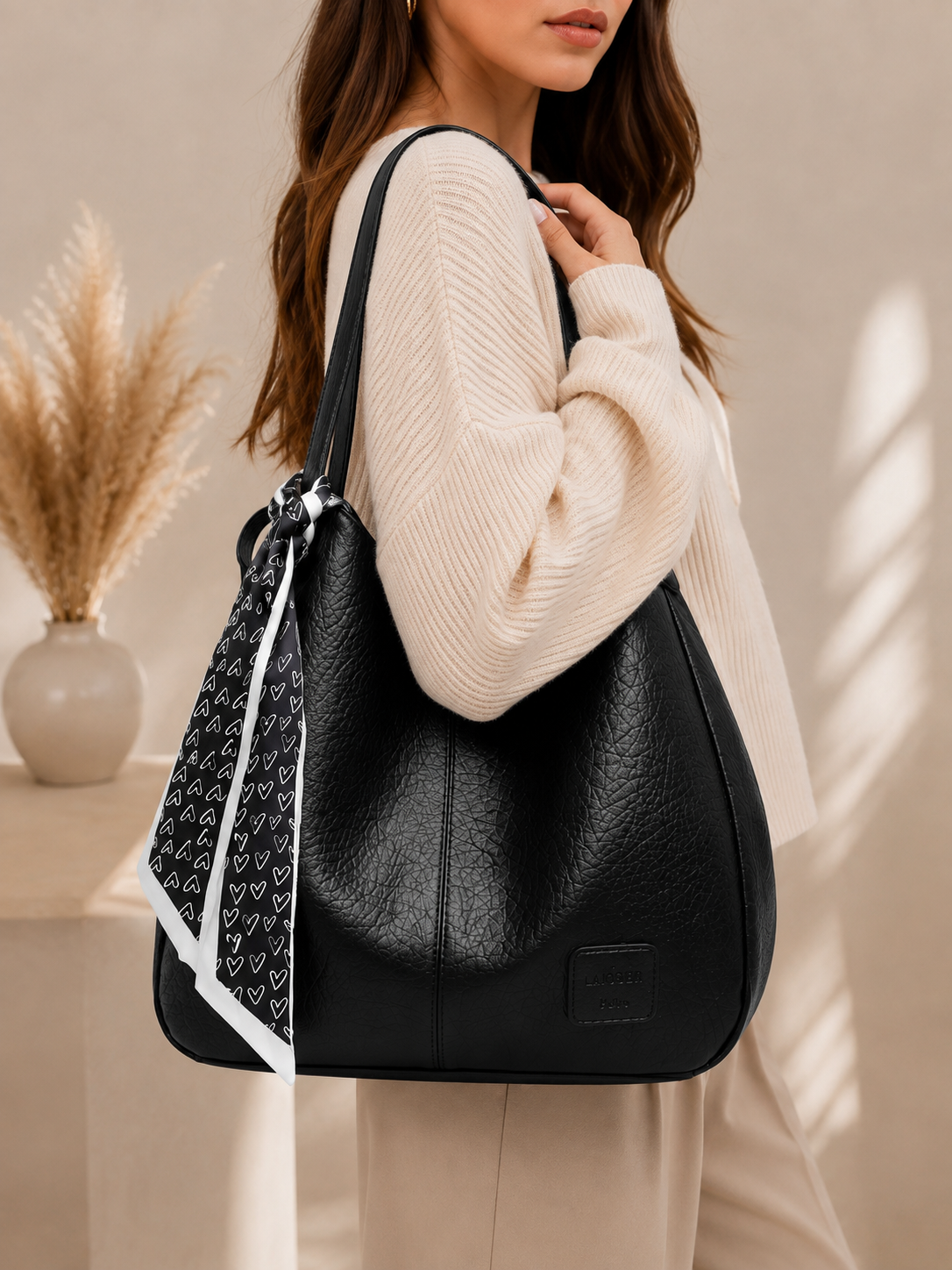 Sac cabas noir avec foulard
