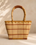 Sac cabas tressé vintage naturel & camel