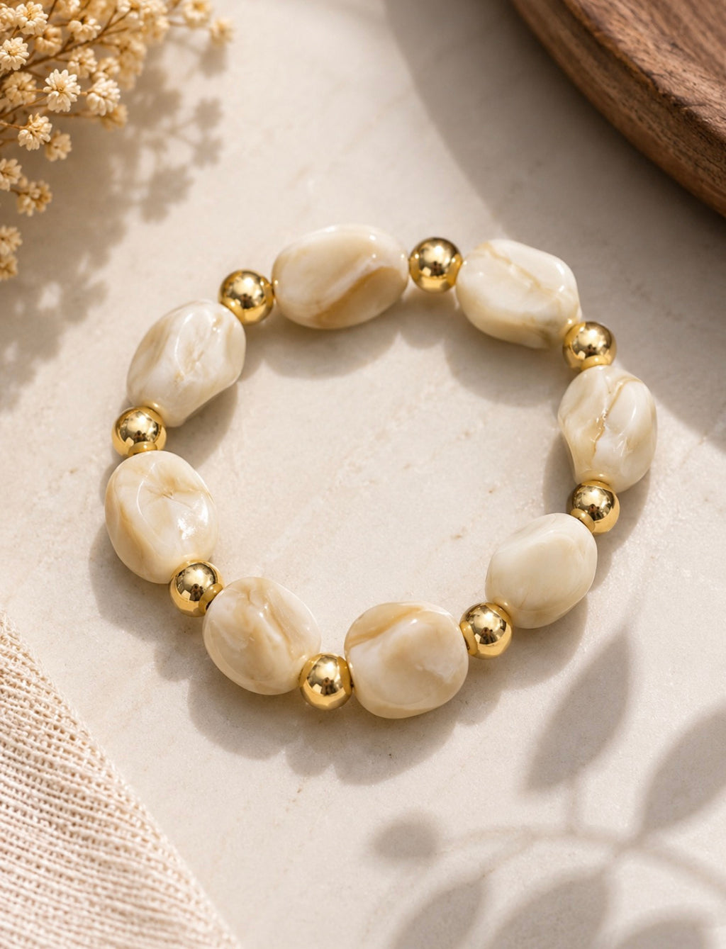Bracelet Éclat Beige & Doré