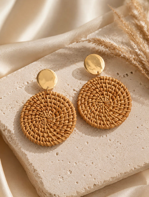 Braided Bohemian Style Round Earrings