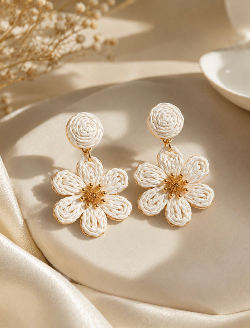 Boucles d’oreilles pendantes Fleur Élégance