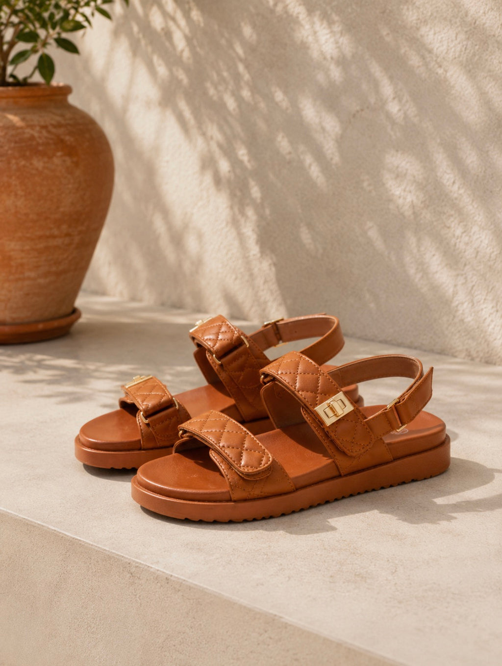 Sandales Camel Matelassées