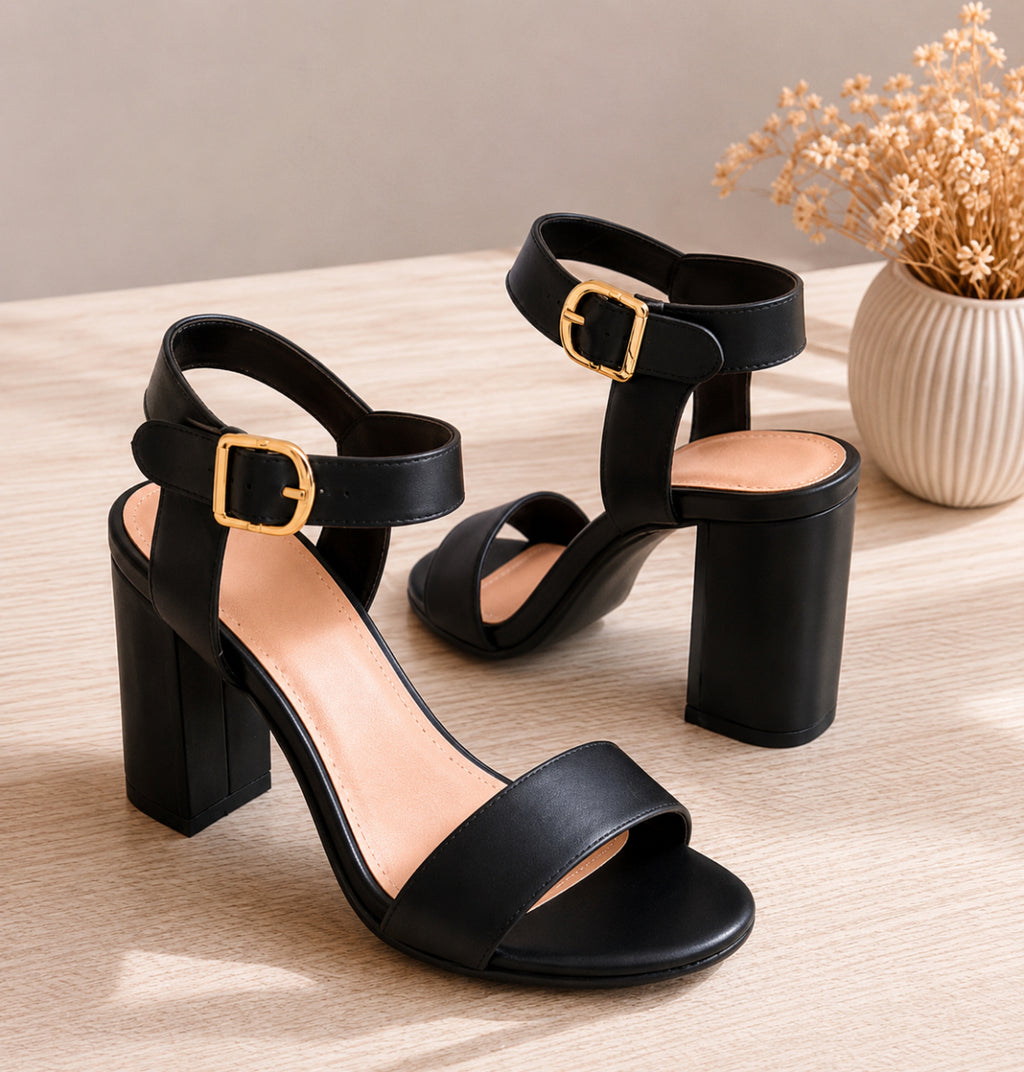 Sandales à Talon Noires Élégance