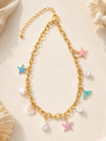 Collier charms marin en acier inoxydable doré – esprit été 🐚✨