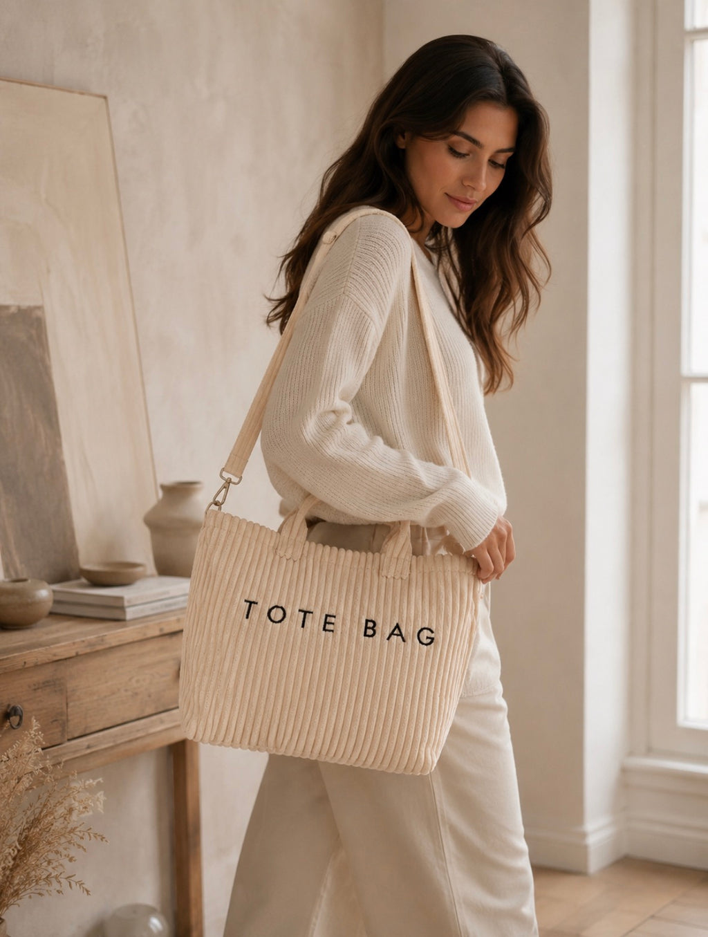 Sac cabas en velours côtelé – Élégance & douceur du quotidien
