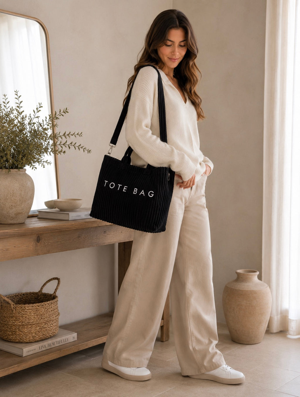 Sac cabas en velours côtelé – Élégance & douceur du quotidien
