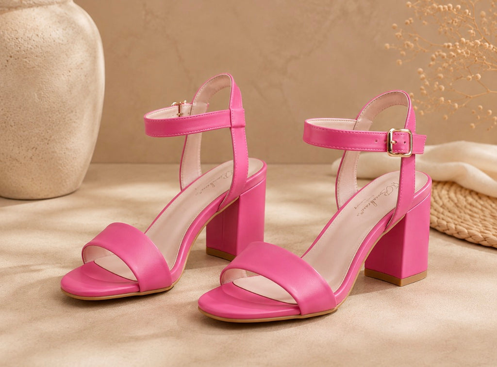 Sandales à talon rose fuchsia – Élégance & féminité