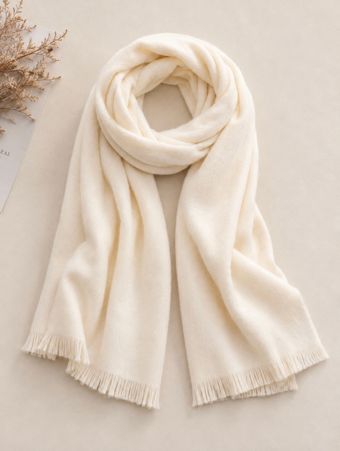 Écharpe femme blanche douce – Viscose, coton & laine