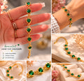 Bracelet cœur vert émeraude – acier inoxydable