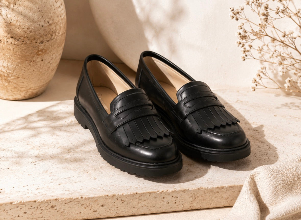 Mocassins noirs à franges