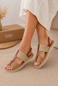 Espadrilles plates bohème beige & camel