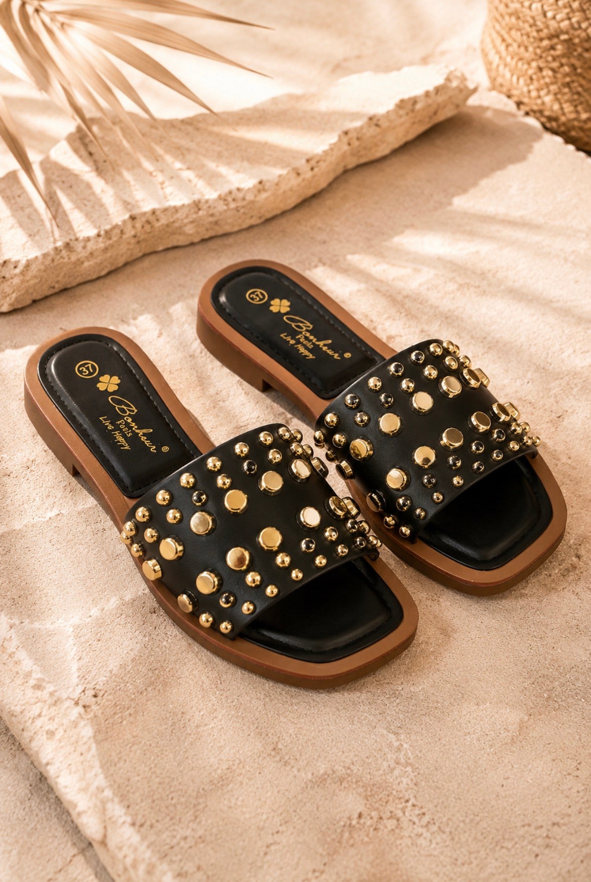 Mules Élégance Rivets Dorés