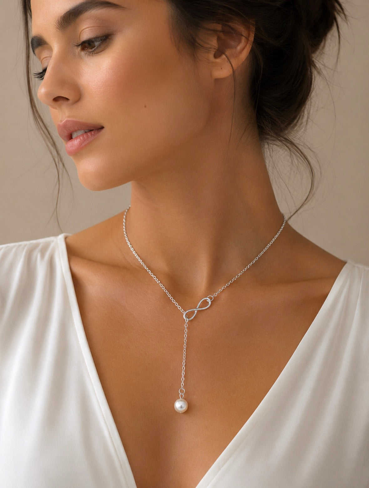 Collier Infini & Perle – Acier inoxydable