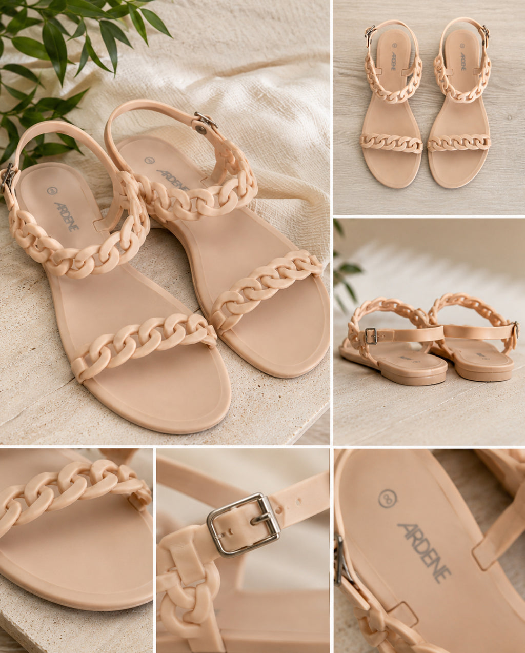 Sandales Ardene à maillons – Beige nude – Taille 38