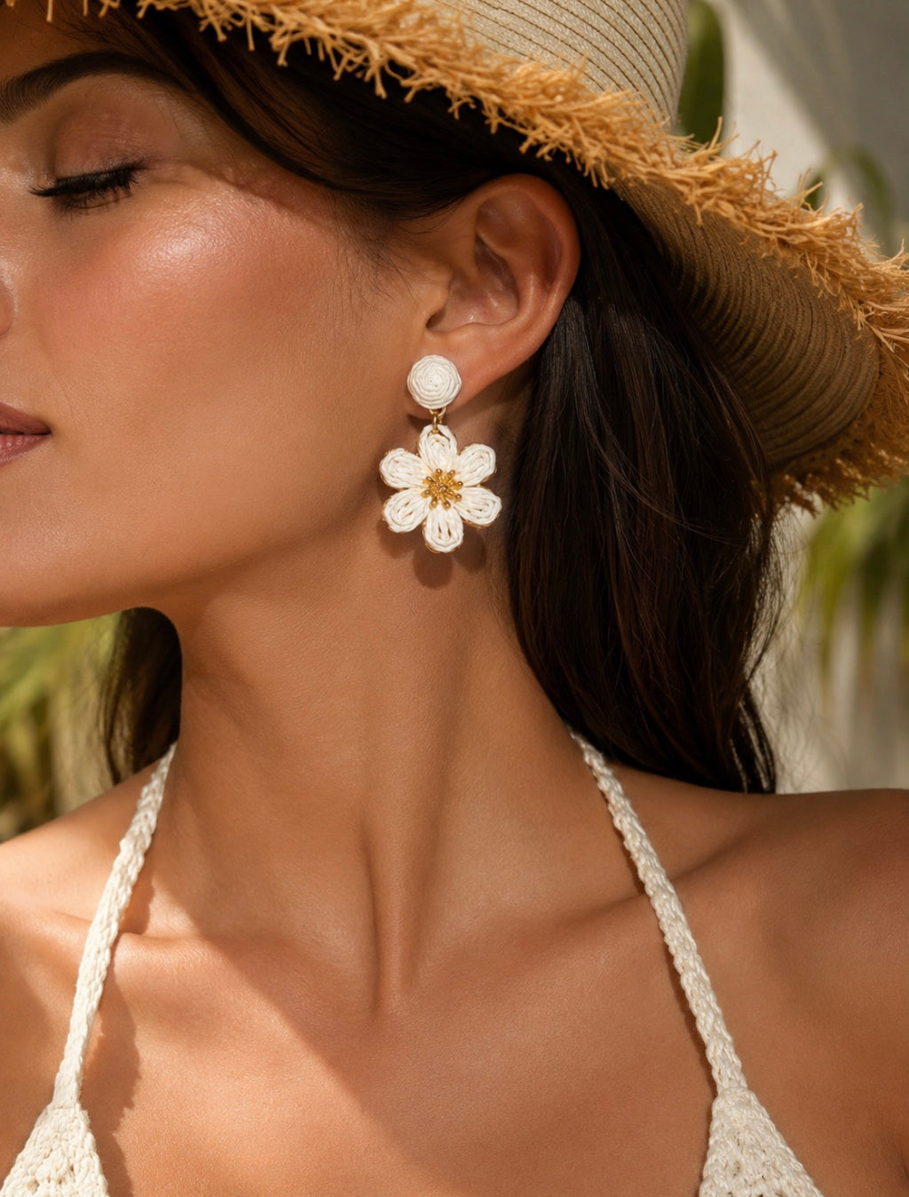 Boucles d’oreilles pendantes Fleur Élégance
