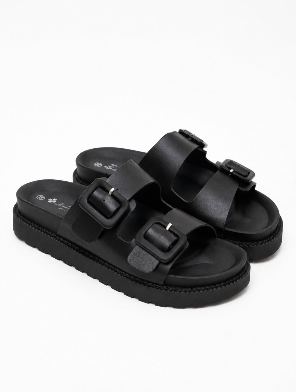 Mules noires à doubles boucles – Bonnie