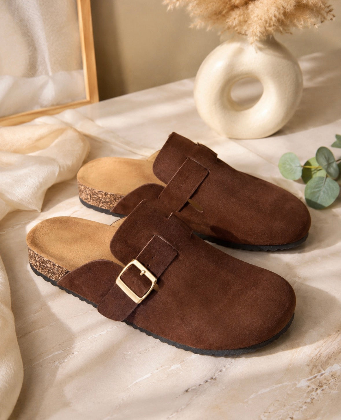 Sabots / Mules effet velours marron
