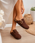Sabots / Mules effet velours marron